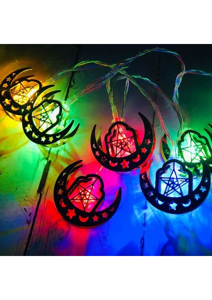 Bayram Yıldızı ve Ay LED Işık Dizisi 3m 20 LED Renkli Işık (Yurt Dışından)