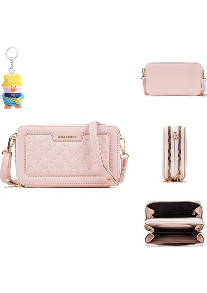 Bayan Çantaları Çift Fermuarlı Telefon Çantaları Moda Omuz Crossbody Çanta Cüzdan (Yurt Dışından)