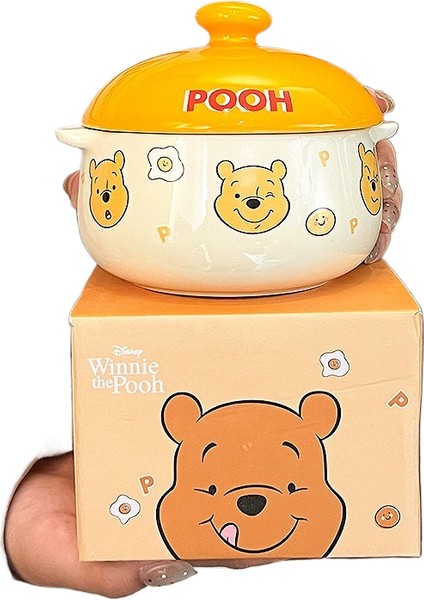 Winnie The Pooh Kapaklı Çorba Kasesiseramik Tek Kişilik Kaseküçük Güveçyumurta Damlası Kasesi (Yurt Dışından)