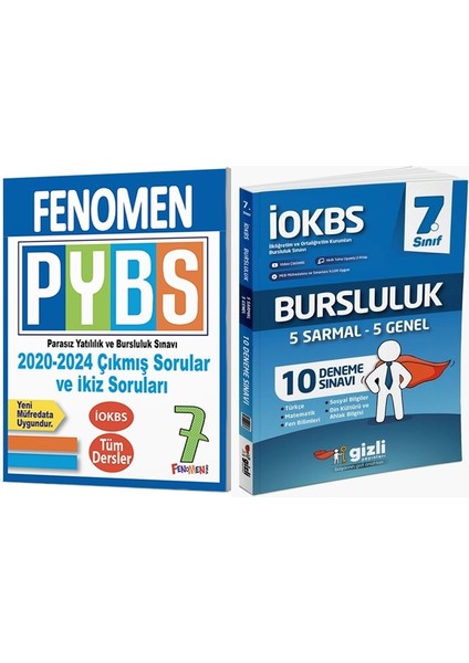 (Sınıf: 7) 2025 10 Bursluluk Deneme / Fenomen Çıkmış ve İkiz Sorular Seti (2 Kitap)