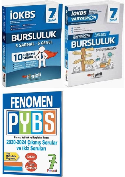 (Sınıf: 7) 2025 Bursluluk Tüm Dersler Soru / 10 Deneme / Fenomen Çıkmış ve İkiz Sorular Seti (3 Kitap)
