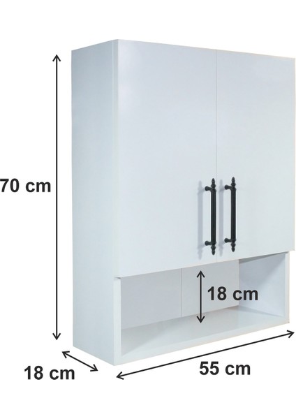 Çok Amaçlı Banyo Dolabı, Ecza Dolabı, 2 Kapaklı Dolap, Hol, Banyo, Ofis, Beyaz, Asudehome
