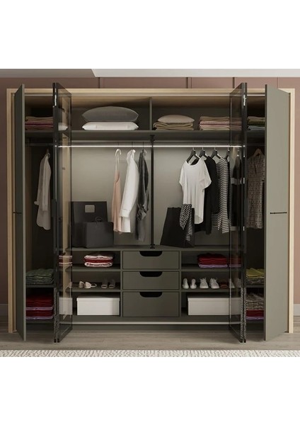 Milano Camlı 6 Kapaklı Gardırop - Bitter fiyatları