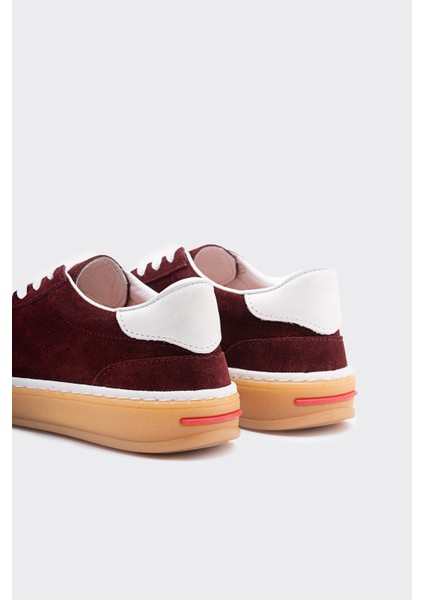 Morpy Bordo Süet Deri Kadın Sneaker