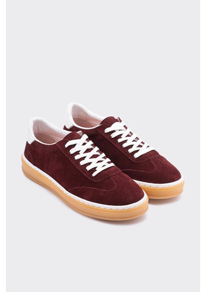 Morpy Bordo Süet Deri Kadın Sneaker