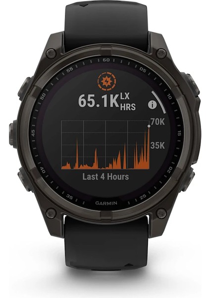 Garmin Fenix 8 - 47 mm Solar Sapphire Karbon Gri Dlc Titanyum Siyah/gri Silikon Kayışlı