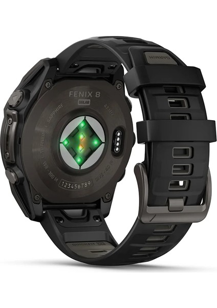 Garmin Fenix 8 - 47 mm Solar Sapphire Karbon Gri Dlc Titanyum Siyah/gri Silikon Kayışlı
