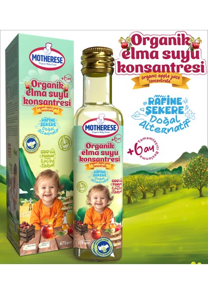 Organik Elma Suyu Konsantresi 675gr - Organik Bebek Elma Suyu Konsantresi 675gr - Elma Suyu Konsantresi 675 gr