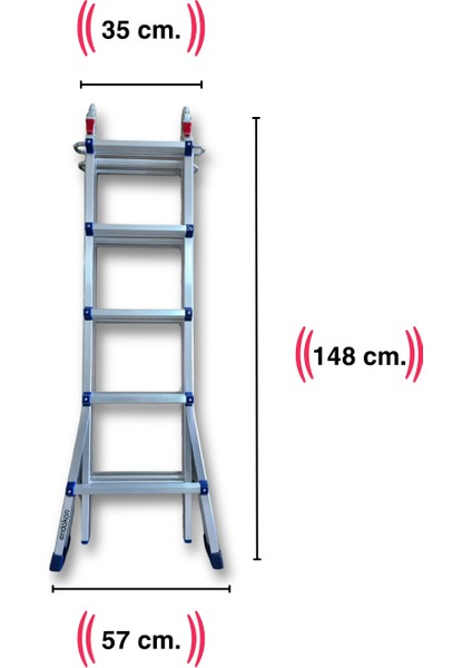 510 Cm. 18 Basamak A ve I Tipi Katlanıp Uzayabilen Mini Dev Alüminyum Merdiven