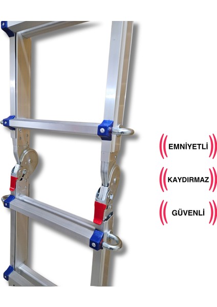 510 Cm. 18 Basamak A ve I Tipi Katlanıp Uzayabilen Mini Dev Alüminyum Merdiven