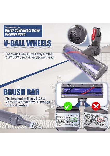 Dyson V6 V7 DC59 Elektrikli Süpürge Parçaları Için Bilyalı Tekerlek ve Silindir Fırça Çubuğu Seti Tahrik Mili Üzerindeki 4-Hong'lar Için (Yurt Dışından)
