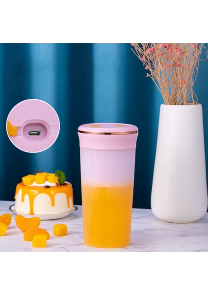 Elektrikli Blender Taşınabilir Meyve Sıkacağı 6 Bıçaklı USB Şarj Edilebilir Meyve Karıştırıcı Dak Smoothie Maker Mutfak Robotu Makinesi (Pembe) (Yurt Dışından)