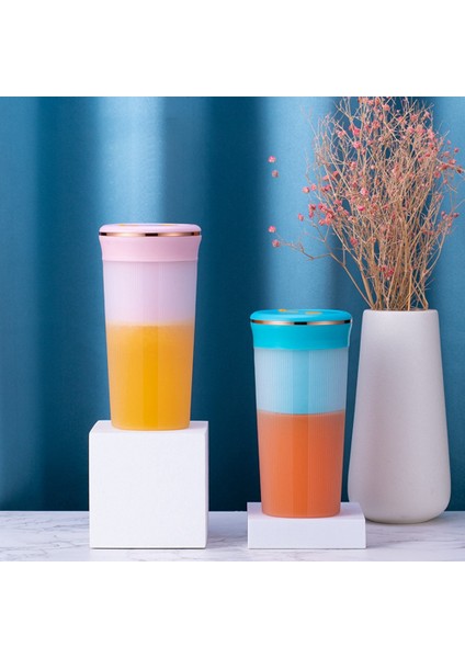 Elektrikli Blender Taşınabilir Meyve Sıkacağı 6 Bıçaklı USB Şarj Edilebilir Meyve Karıştırıcı Dak Smoothie Maker Mutfak Robotu Makinesi (Pembe) (Yurt Dışından)