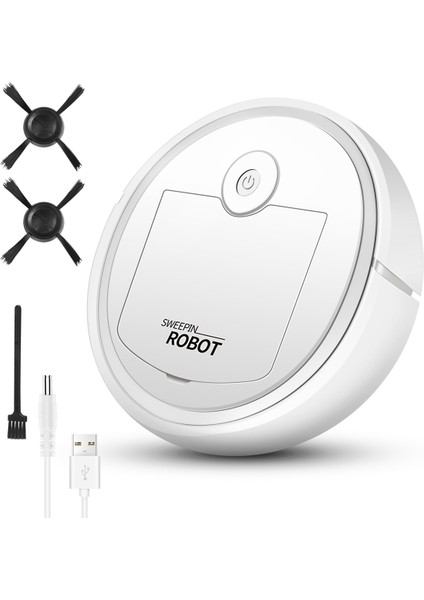 Robotik Vakum Akıllı Düşük Gürültülü Zemin Süpürgesi Toz Toplayıcı Halı Temizleyici, Beyaz (Yurt Dışından)
