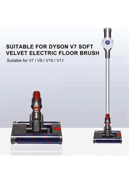 Motorlu Çift Zemin Fırça Kafası Aracı Dyson V8 V7 V10 V11 Elektrikli Süpürge Yumuşak Süpürgesi Silindir Kafası Zemin Fırçası (Yurt Dışından)