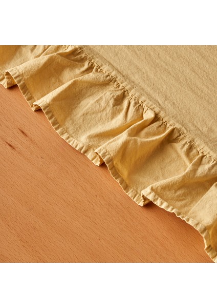 Pamuk Elegance Kenarı Fıfırlı Masa Örtüsü Sarı (150 x 250 cm )