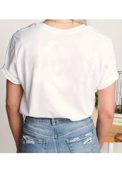 Kadın V Yaka Baskılı Siyah/beyaz Salaş Oversize T-Shirt fiyatları
