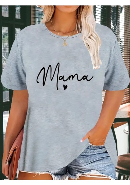 Kadın Anne/mama/mother Baskılı Salaş Oversize Boyfirend T-Shirt