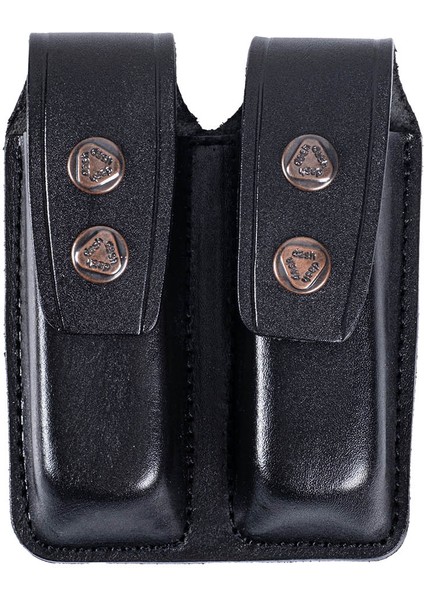 Hakiki Deri Çiftli Şarjör Kılıfı 9 mm - Siyah (YT-021)