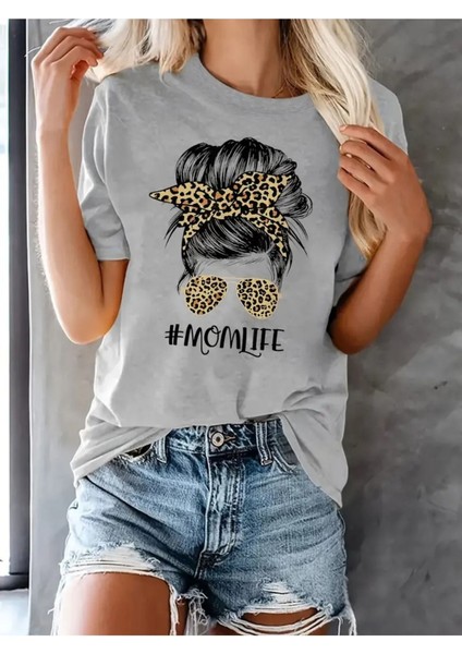 Kadın Anne/mama/mother Baskılı Salaş Oversize Boyfirend T-Shirt