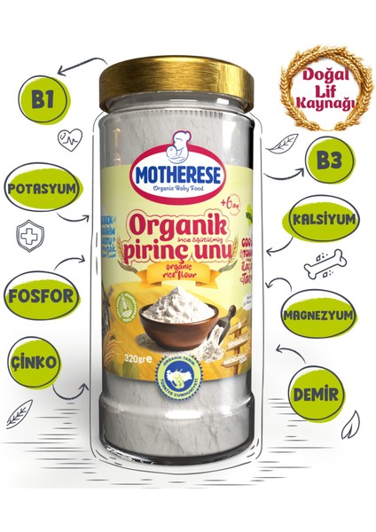 Organik Pirinç Unu 320gr - Organik Bebek Pirinç Unu 320gr - Pirinç Unu 320gr