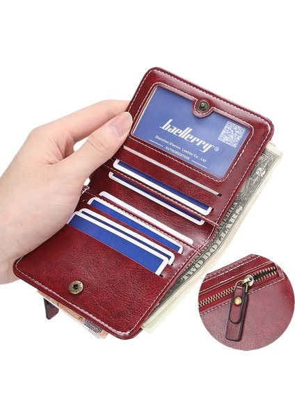 Bayanlar Kısa Cüzdan Çoklu Kart Yuvası Boş Para Cüzdanı Moda Çok Yönlü Fermuarlı Kart Tutucu (Yurt Dışından) fırsatları