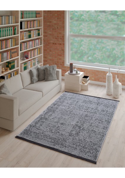 Paradis Halı Yıkanabilir Gri Renk Pixel Model Şönil Kilim