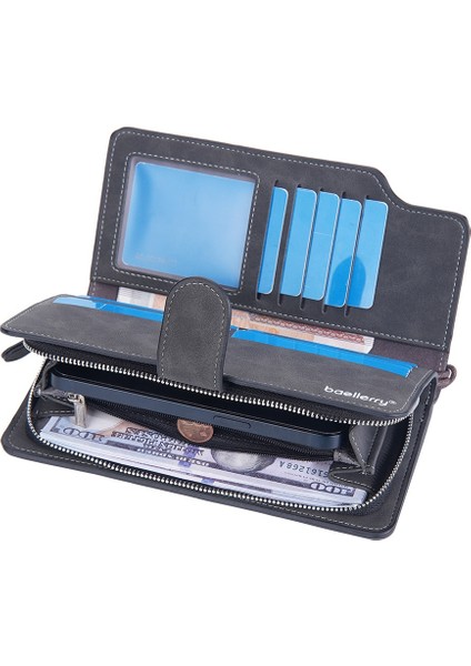 Erkek Cüzdan Moda Çoklu Kart Yuvası Fermuar Toka Clutch (Yurt Dışından) modelleri