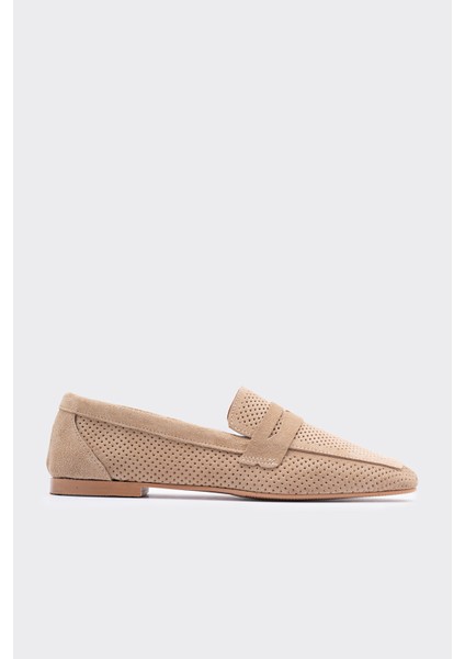 Lamme Bej Süet Deri Kadın Loafer