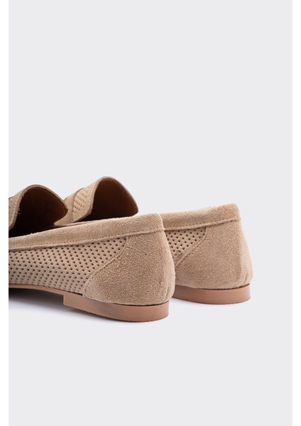 Lamme Bej Süet Deri Kadın Loafer fiyatları