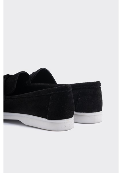 Yello Siyah Süet Deri Kadın Loafer