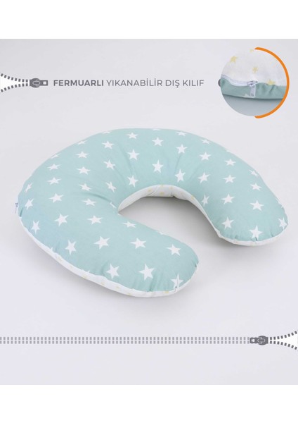 Emzirme Yastığı Minderi, Pamuk Kumaş - Yeşil Sarı
