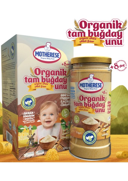Organik Tam Buğday Unu 300gr - Organik Bebek Tam Buğday Unu 300gr - Tam Buğday Unu 300gr