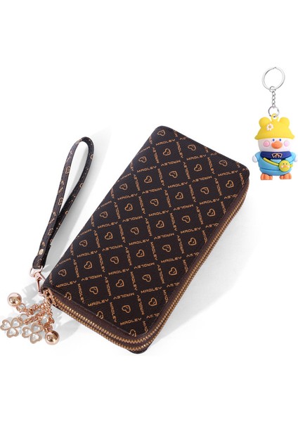 Cüzdan Kadın Uzun Kadın Elli Cep Telefonu Çantası Çift Fermuarlı Cüzdan Büyük Kapasiteli Kart Tutucu (Yurt Dışından)