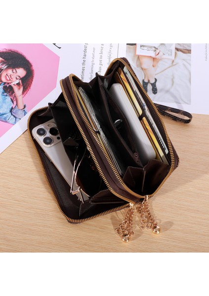 Cüzdan Kadın Uzun Kadın Elli Cep Telefonu Çantası Çift Fermuarlı Cüzdan Büyük Kapasiteli Kart Tutucu (Yurt Dışından) fiyatları