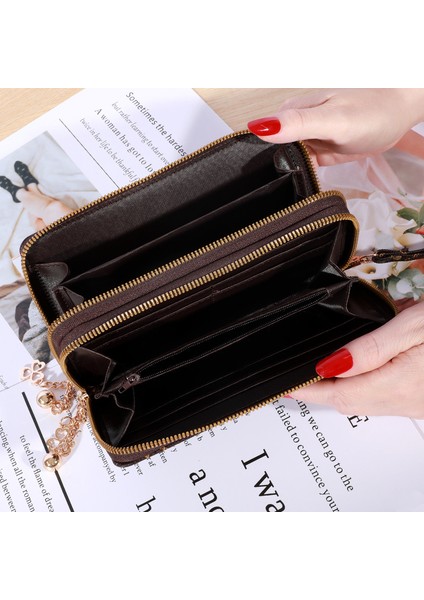 Cüzdan Kadın Uzun Kadın Elli Cep Telefonu Çantası Çift Fermuarlı Cüzdan Büyük Kapasiteli Kart Tutucu (Yurt Dışından) modelleri