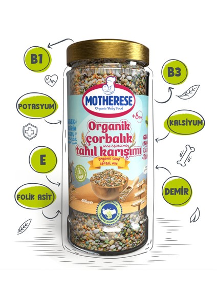 Organik Çorbalık Tahıl Karışımı 400gr - Organik Bebek Çorbalık Tahıl Karışımı 400gr