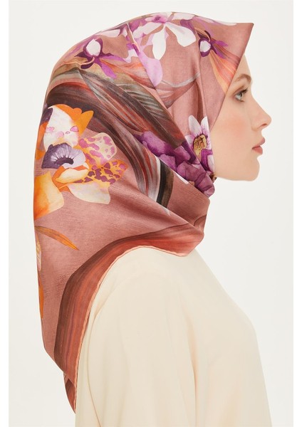 Çiçek Desenli Twill Saf İpek Eşarp 9215D 34 33 fiyatları