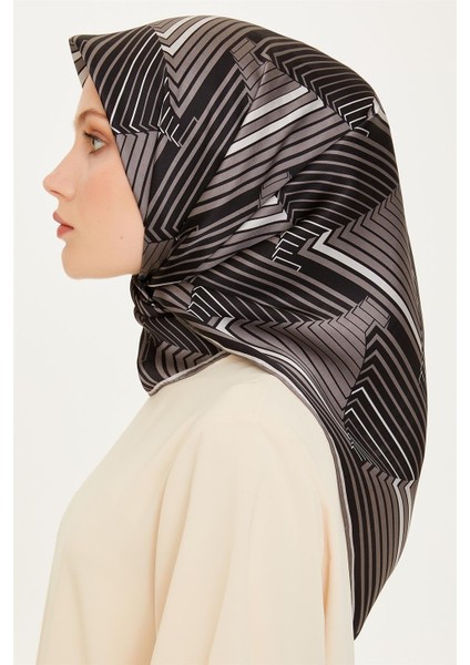 Geometrik Desenli Twill Saf İpek Eşarp 9218D 83 81 modelleri