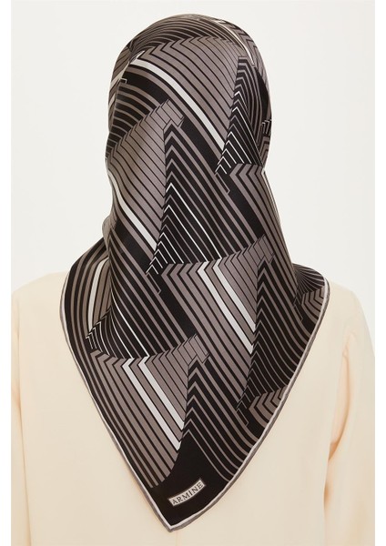 Geometrik Desenli Twill Saf İpek Eşarp 9218D 83 81 fırsatları