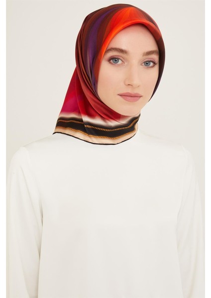 Geometrik Desenli Twill İpek Eşarp 24Ya9113 39