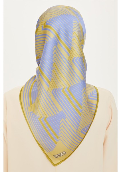 Geometrik Desenli Twill Saf İpek Eşarp 9218D 83 10