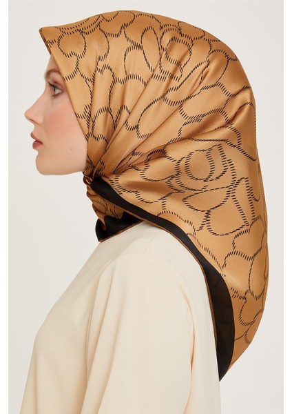 Çiçek Desenli Twill Saf İpek Eşarp 9222D 01 modelleri