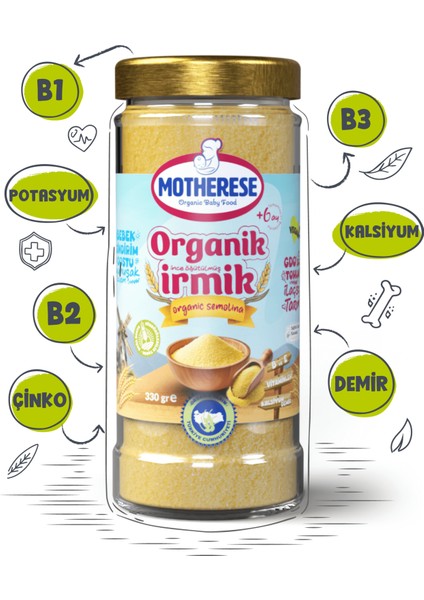 Organik Bebek İrmiği 330 gr - Organik İrmik 330 gr - İrmik 330gr fiyatları
