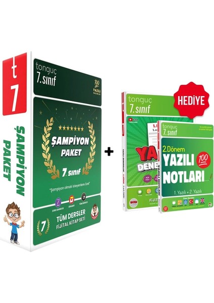 7. Sınıf Tüm Dersler Şampiyon Paket + 7. Sınıf Yazılı Denemeler - Yazılı Notları 2.dönem