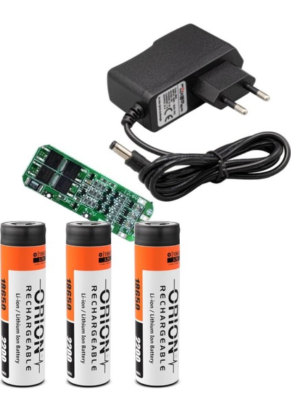 3 Adet Orion Li-Ion Pil, 3s 20A Bms. ve 12 Volt 1 Amper Adaptör