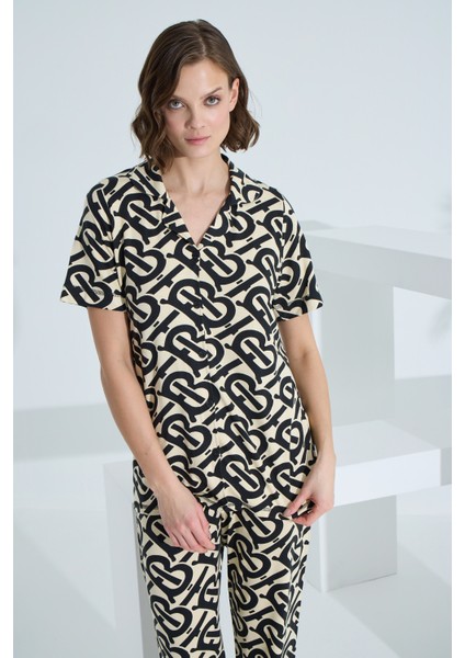 Bambu Kısa Kollu Yazlık Kadın Pijama Takımı 73374