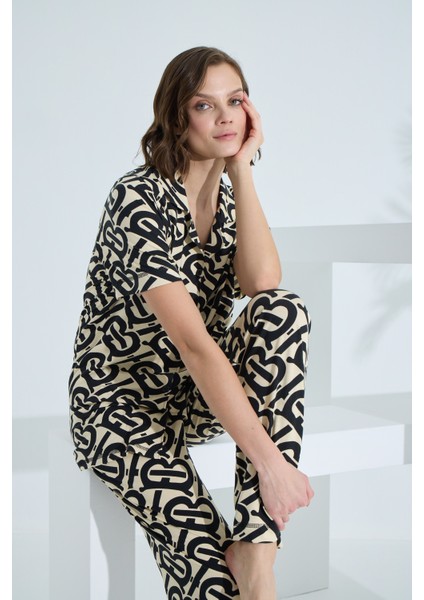 Bambu Kısa Kollu Yazlık Kadın Pijama Takımı 73374
