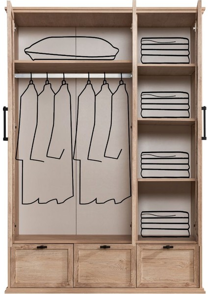 Polo Genç Odası - 3 Kapaklı Dolap, Karyola, Komodin, Çalışma Masası, Şifonyer