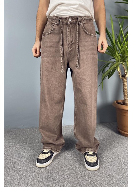 Ip Kemerli Rahat Kesim Baggy Kot Pantolon